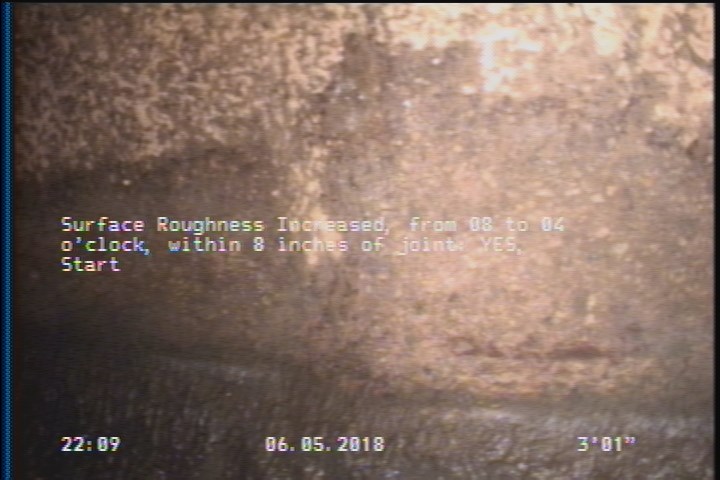 Surface Roughness Increased, from 08 to 04 o'clock, within 8 inches of joint: YES, Start