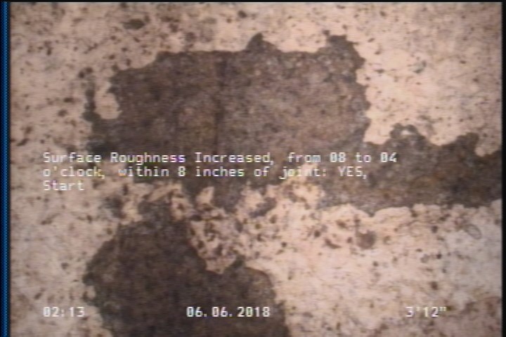Surface Roughness Increased, from 08 to 04 o'clock, within 8 inches of joint: YES, Start