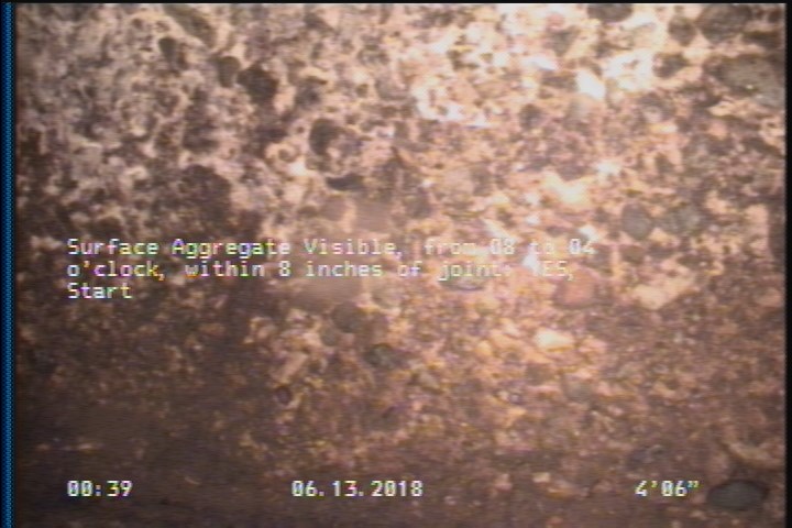Surface Aggregate Visible, from 08 to 04 o'clock, within 8 inches of joint: YES, Start