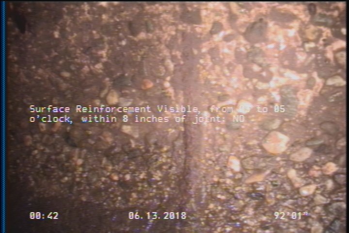 Surface Reinforcement Visible, from 03 to 05 o'clock, within 8 inches of joint: NO