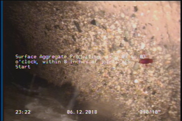 Surface Aggregate Projecting, from 09 to 03 o'clock, within 8 inches of joint: YES, Start