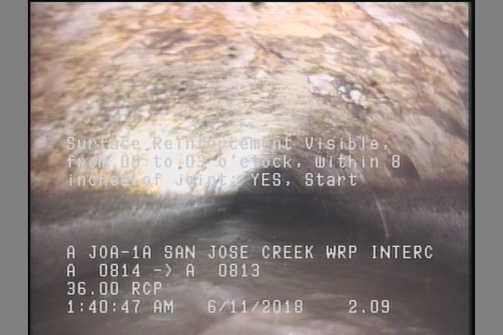 Surface Reinforcement Visible, from 09 to 03 o'clock, within 8 inches of joint: YES, Start