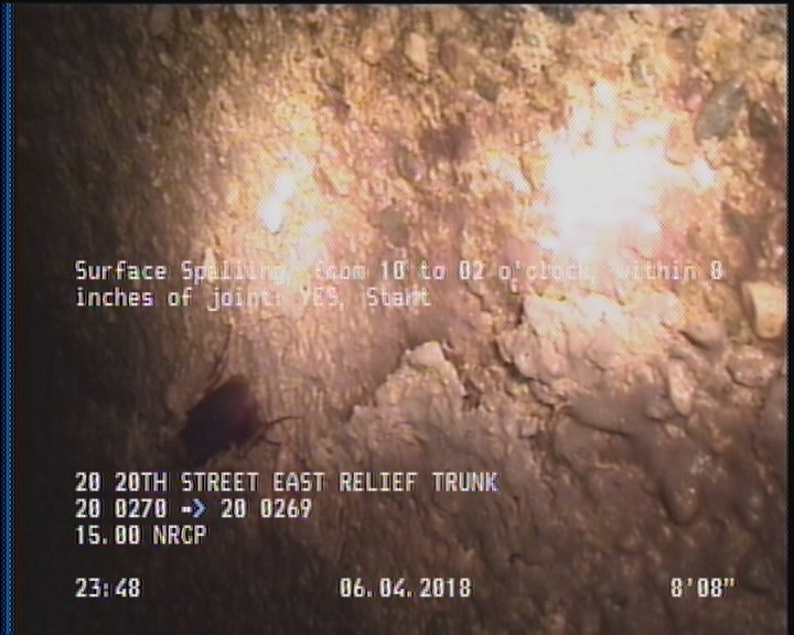 Surface Spalling, from 10 to 02 o'clock, within 8 inches of joint: YES, Start