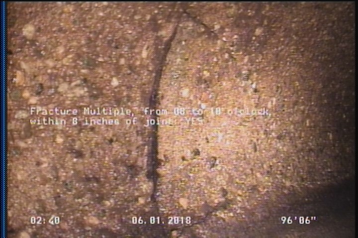 Fracture Multiple, from 08 to 10 o'clock, within 8 inches of joint: YES