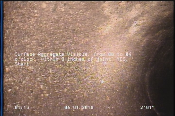 Surface Aggregate Visible, from 08 to 04 o'clock, within 8 inches of joint: YES, Start
