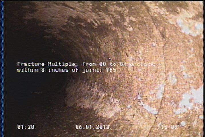 Fracture Multiple, from 08 to 04 o'clock, within 8 inches of joint: YES
