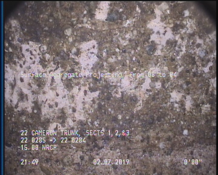 Surface Aggregate Projecting, from 08 to 04 o'clock, within 8 inches of joint: YES, Start