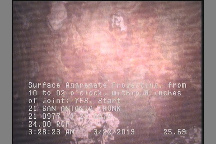 Surface Aggregate Projecting, from 10 to 02 o'clock, within 8 inches of joint: YES, Start