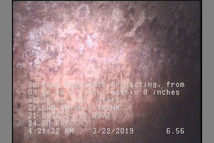 Surface Aggregate Projecting, from 09 to 03 o'clock, within 8 inches of joint: YES, Start