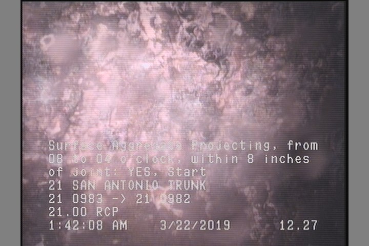 Surface Aggregate Projecting, from 08 to 04 o'clock, within 8 inches of joint: YES, Start