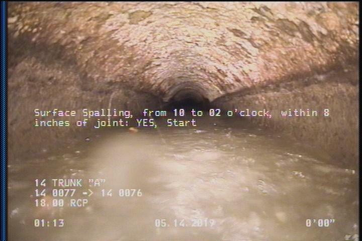 Surface Spalling, from 10 to 02 o'clock, within 8 inches of joint: YES, Start
