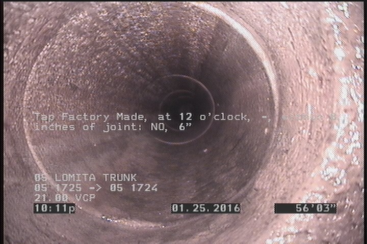 Tap Factory Made, at 12 o'clock, -, within 8 inches of joint: NO, 6"