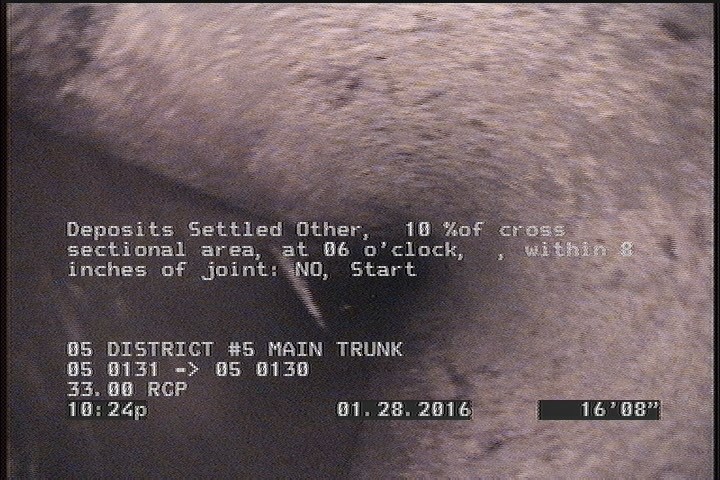 Deposits Settled Other, 10 %of cross sectional area, at 06 o'clock, , within 8 inches of joint: NO, Start