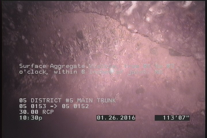 Surface Aggregate Visible, from 01 to 03 o'clock, within 8 inches of joint: NO