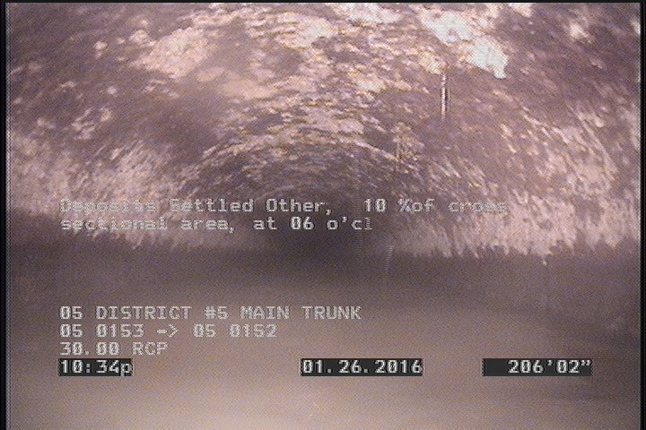 Deposits Settled Other, 10 %of cross sectional area, at 06 o'clock, , within 8 inches of joint: NO