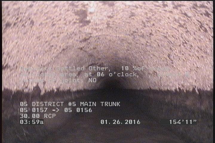 Deposits Settled Other, 10 %of cross sectional area, at 06 o'clock, , within 8 inches of joint: NO