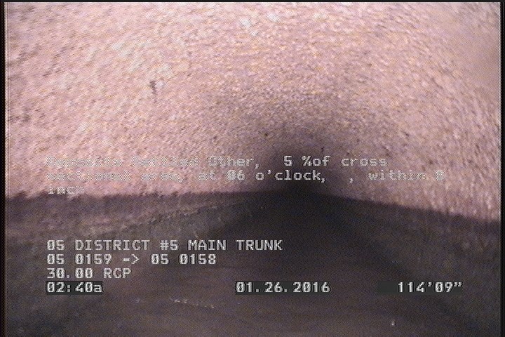 Deposits Settled Other, 5 %of cross sectional area, at 06 o'clock, , within 8 inches of joint: NO, Start
