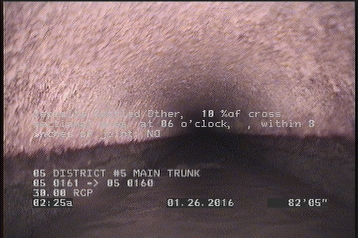 Deposits Settled Other, 10 %of cross sectional area, at 06 o'clock, , within 8 inches of joint: NO