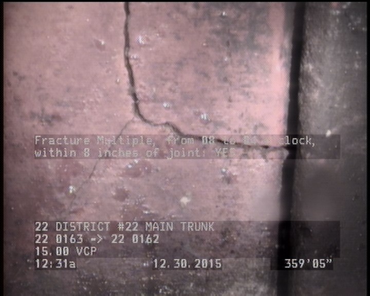 Fracture Multiple, from 08 to 04 o'clock, within 8 inches of joint: YES