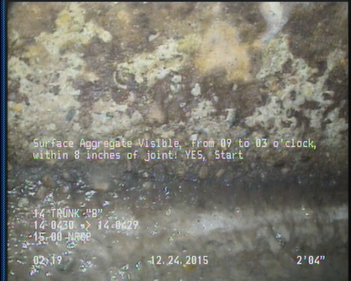 Surface Aggregate Visible, from 09 to 03 o'clock, within 8 inches of joint: YES, Start