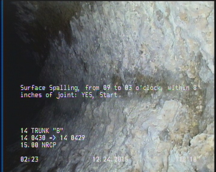Surface Spalling, from 09 to 03 o'clock, within 8 inches of joint: YES, Start