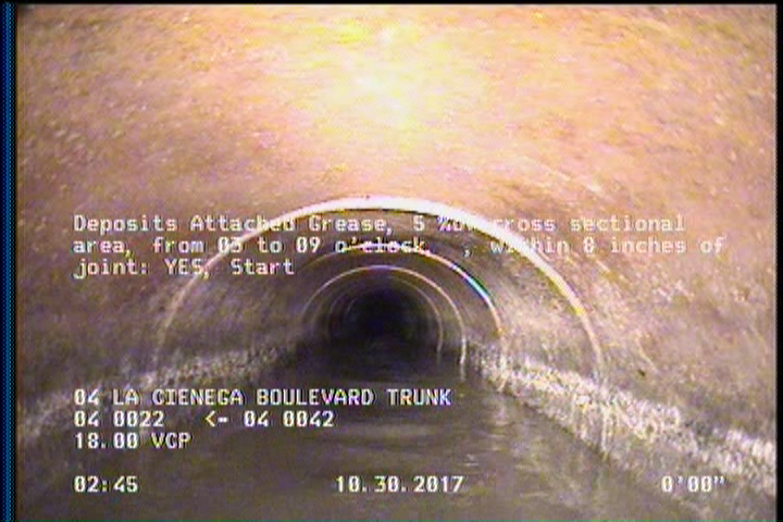 Deposits Attached Grease, 5 %of cross sectional area, from 03 to 09 o'clock, , within 8 inches of joint: YES, Start