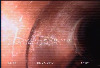 Crack Multiple, from 07 to 05 o'clock, within 8 inches of joint: YES