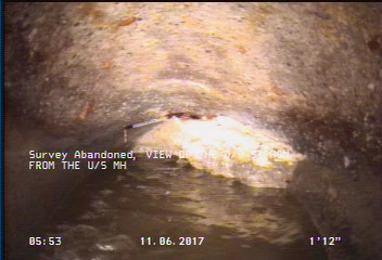 Survey Abandoned - VIEW OF THE D/S SIPHON FROM THE U/S MH