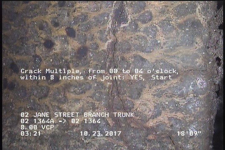 Crack Multiple, from 08 to 04 o'clock, within 8 inches of joint: YES, Start