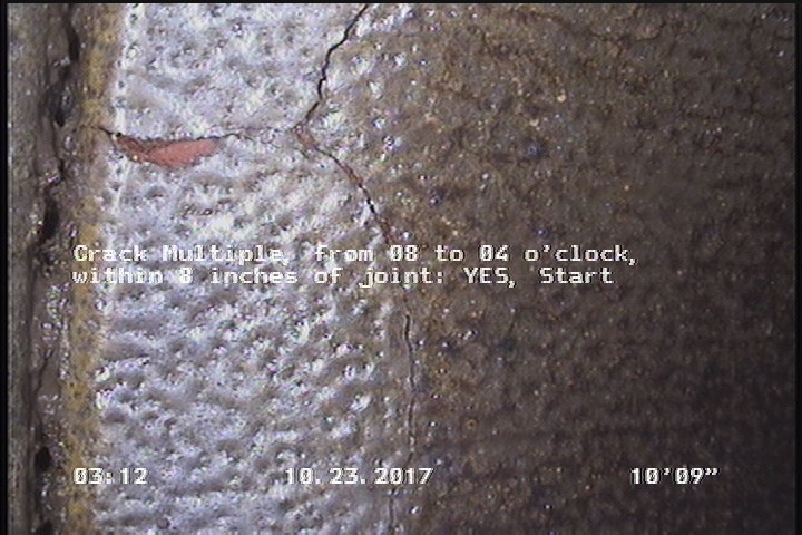 Crack Multiple, from 08 to 04 o'clock, within 8 inches of joint: YES, Start