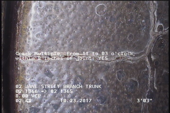 Crack Multiple, from 11 to 03 o'clock, within 8 inches of joint: YES