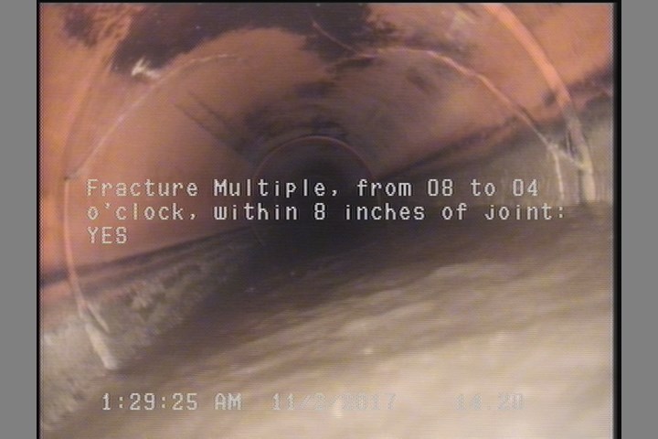 Broken, from 10 to 04 o'clock, within 8 inches of joint: YES