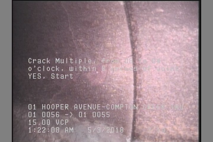 Crack Multiple, from 08 to 04 o'clock, within 8 inches of joint: YES, Start