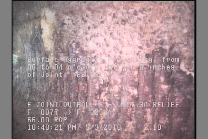 Surface Aggregate Projecting, from 08 to 04 o'clock, within 8 inches of joint: YES, Start