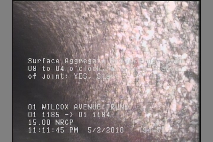 Surface Aggregate Projecting, from 08 to 04 o'clock, within 8 inches of joint: YES, Start