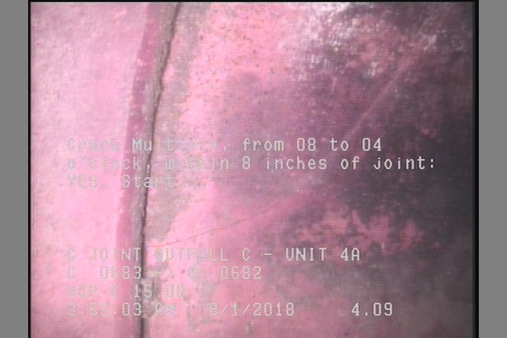 Crack Multiple, from 08 to 04 o'clock, within 8 inches of joint: YES, Start