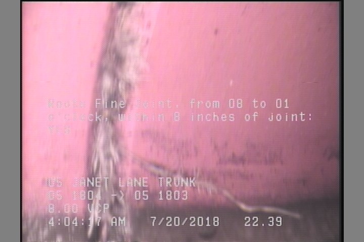 Roots Fine Joint, from 08 to 01 o'clock, within 8 inches of joint: YES