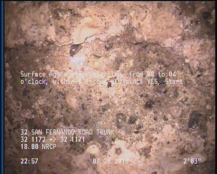 Surface Aggregate Projecting, from 08 to 04 o'clock, within 8 inches of joint: YES, Start