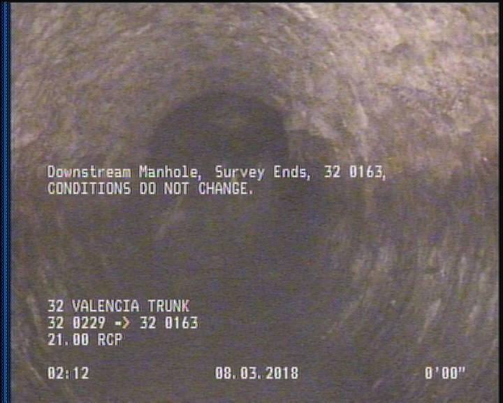 Downstream Manhole, Survey Ends - 32 0163, CONDITIONS DO NOT CHANGE.