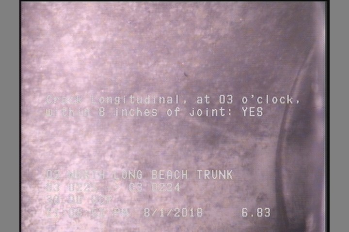 Crack Longitudinal, at 03 o'clock, within 8 inches of joint: YES