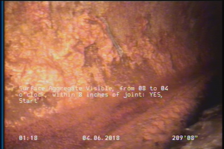 Surface Aggregate Visible, from 08 to 04 o'clock, within 8 inches of joint: YES, Start
