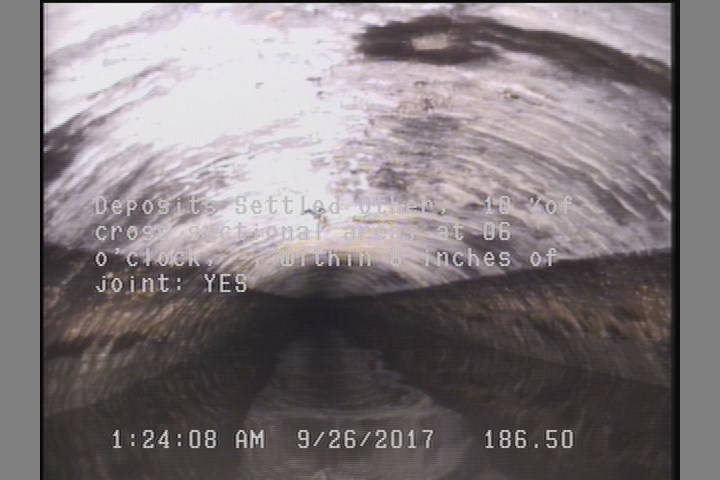 Deposits Settled Other, 10 %of cross sectional area, at 06 o'clock, , within 8 inches of joint: YES