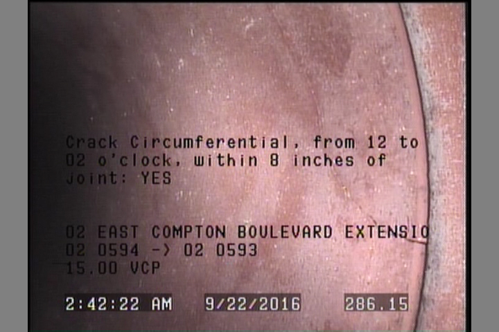 Crack Circumferential, from 12 to 02 o'clock, within 8 inches of joint: YES