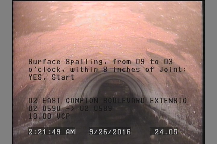 Surface Spalling, from 09 to 03 o'clock, within 8 inches of joint: YES, Start