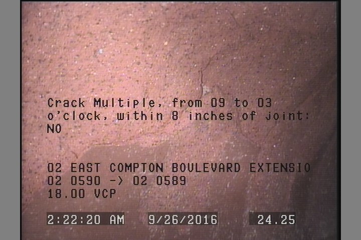 Crack Multiple, from 09 to 03 o'clock, within 8 inches of joint: NO