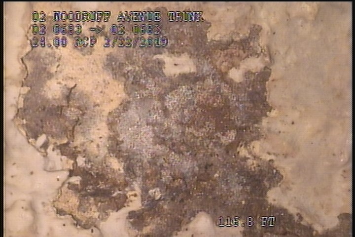 Surface Spalling, from 08 to 04 o'clock, within 8 inches of joint: NO - BLIATERING PEELING CONCRETE UNDER MAG COAT