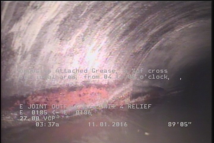 Deposits Attached Grease, 5 %of cross sectional area, from 04 to 08 o'clock, , within 8 inches of joint: YES