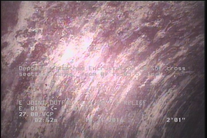 Deposits Attached Encrustation, 0 %of cross sectional area, from 09 to 03 o'clock, , within 8 inches of joint: YES, Start
