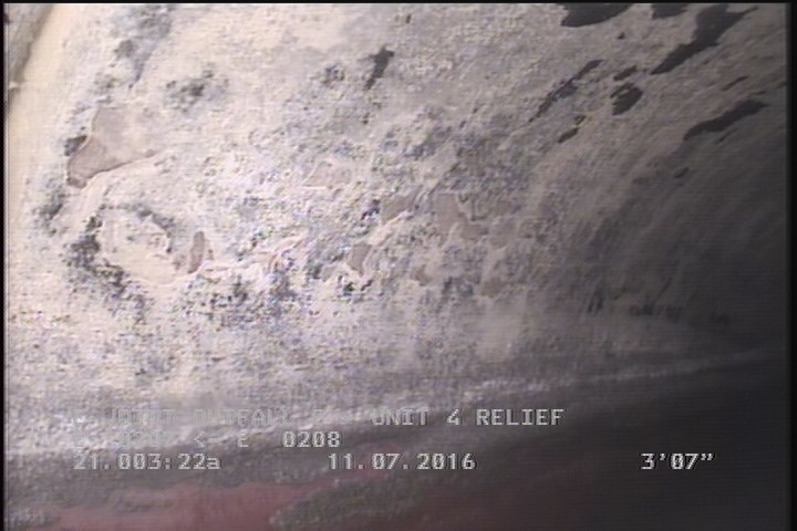 Deposits Attached Grease, 5 %of cross sectional area, from 04 to 08 o'clock, , within 8 inches of joint: YES, Start
