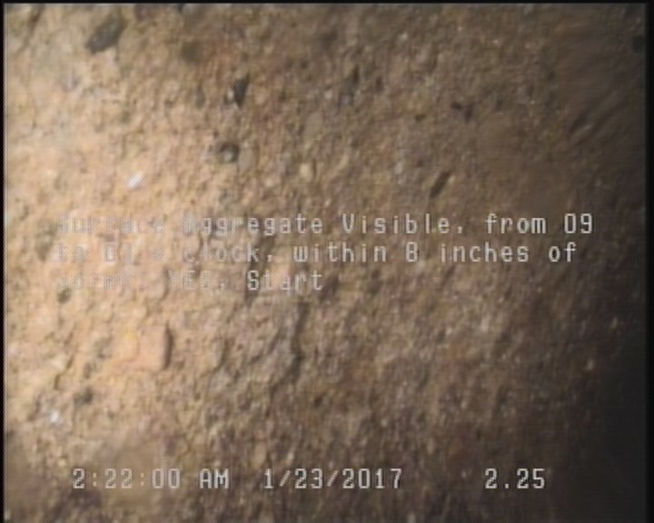 Surface Aggregate Visible, from 09 to 03 o'clock, within 8 inches of joint: YES, Start